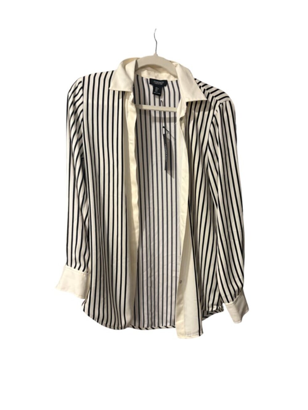 Jones & Co Striped Button-Up Blouse - Picture 3 of 7